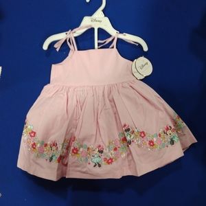 NWT 12 months girls pink Disney Tutu Couture Minnie Mouse Chambray Dress/Panty